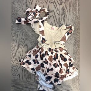 Leopard Print Baby Romper with Headband
